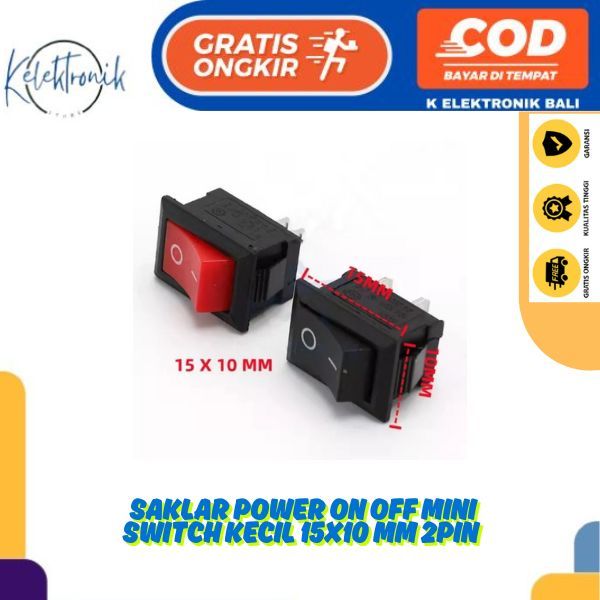 Jual Saklar Power On Off Mini Rocker Switch KECIL 15X10 MM 2PIN ...