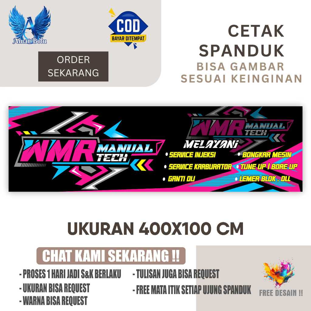 Jual Cetak Spanduk Cetak Banner BENGKEL WMR MANUAL TECH Costom Desain ...