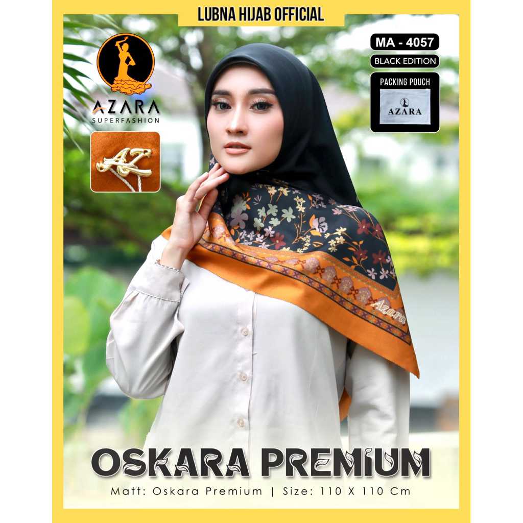 Jual [MA-4057 BLACK LOGO POUCH] Jilbab Kerudung AZARA OSKARA PREMIUM ...