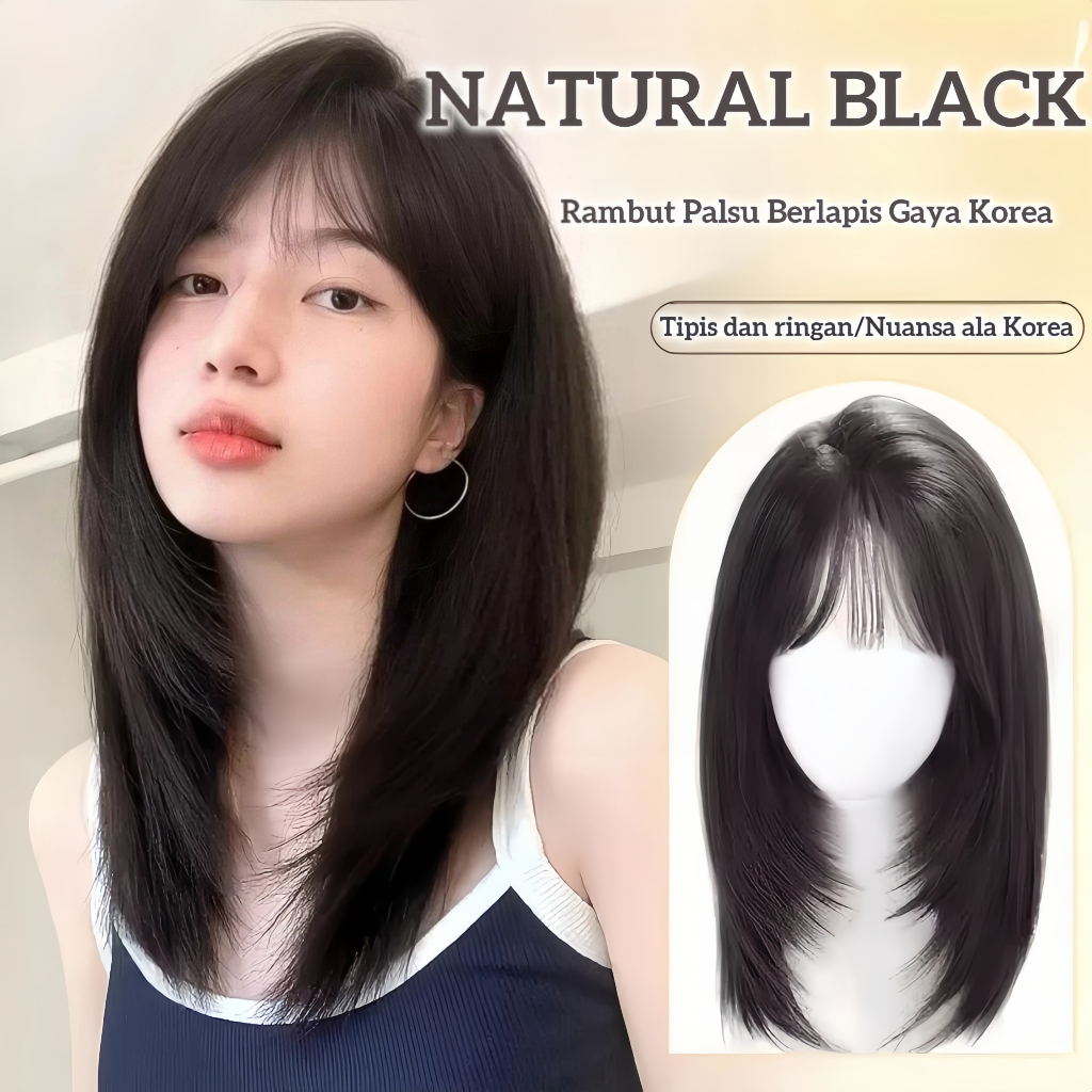 Jual Wig korean style/Wig 40CM rambut palsu wanita panjang/Wig wanita ...