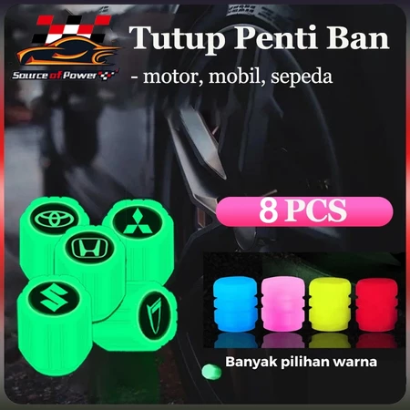 8PCS Glow In The Dark Valve Cap Mobil Motor