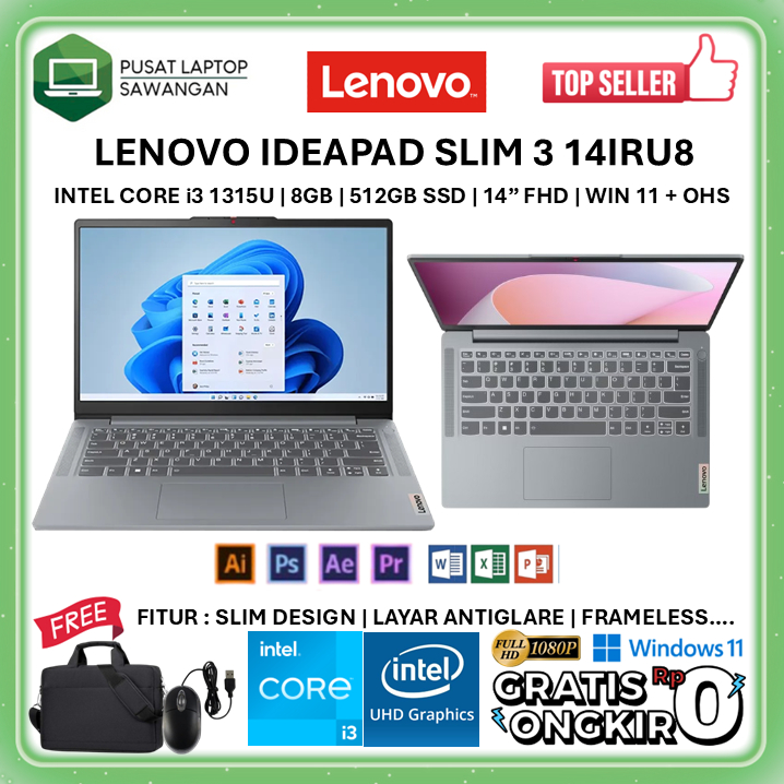 Jual LAPTOP LENOVO IDEAPAD SLIM 14IRU8 INTEL CORE i3 RAM 8GB SSD