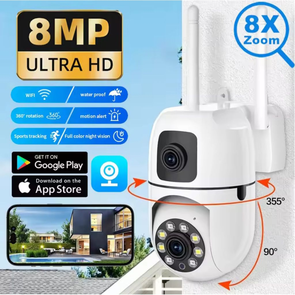 Jual IP Cam V380Pro Outdoor Dual Lensa PTZ 8MP+8MP Sangat Jernih Hasil ...