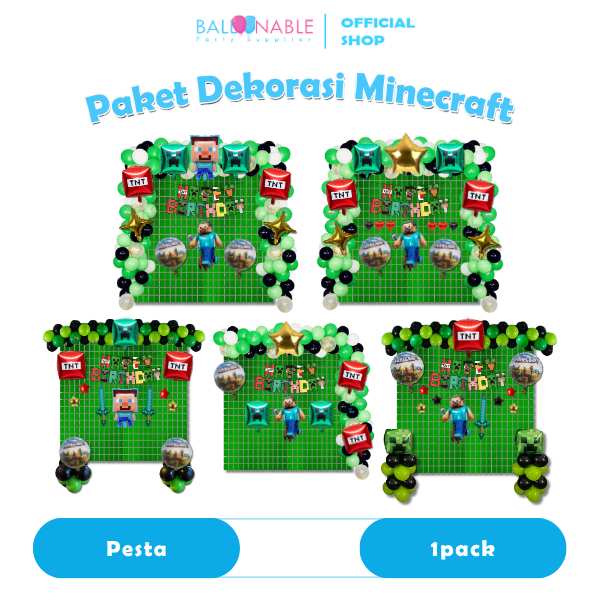 Paket Dekorasi Ulang Tahun Tema Minecraft (PD101)