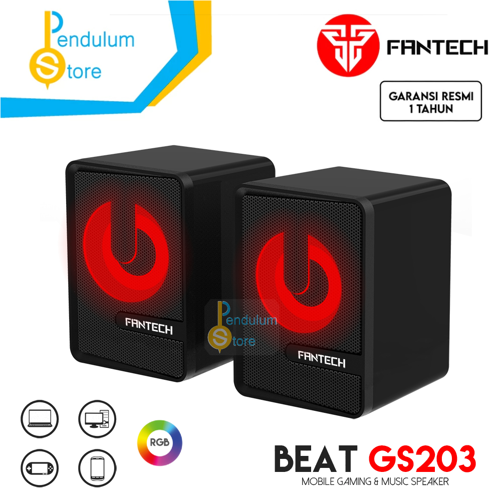 Fantech Speaker Laptop Komputer PC BEAT GS203 RGB Mobile Gaming Music Speaker Mini Wired Super Bass
