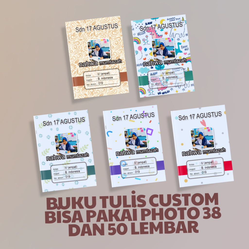 Jual Buku Tulis Custom Photo 38 dan 50 Lembar/Buku Tulis, Buku Tulis
