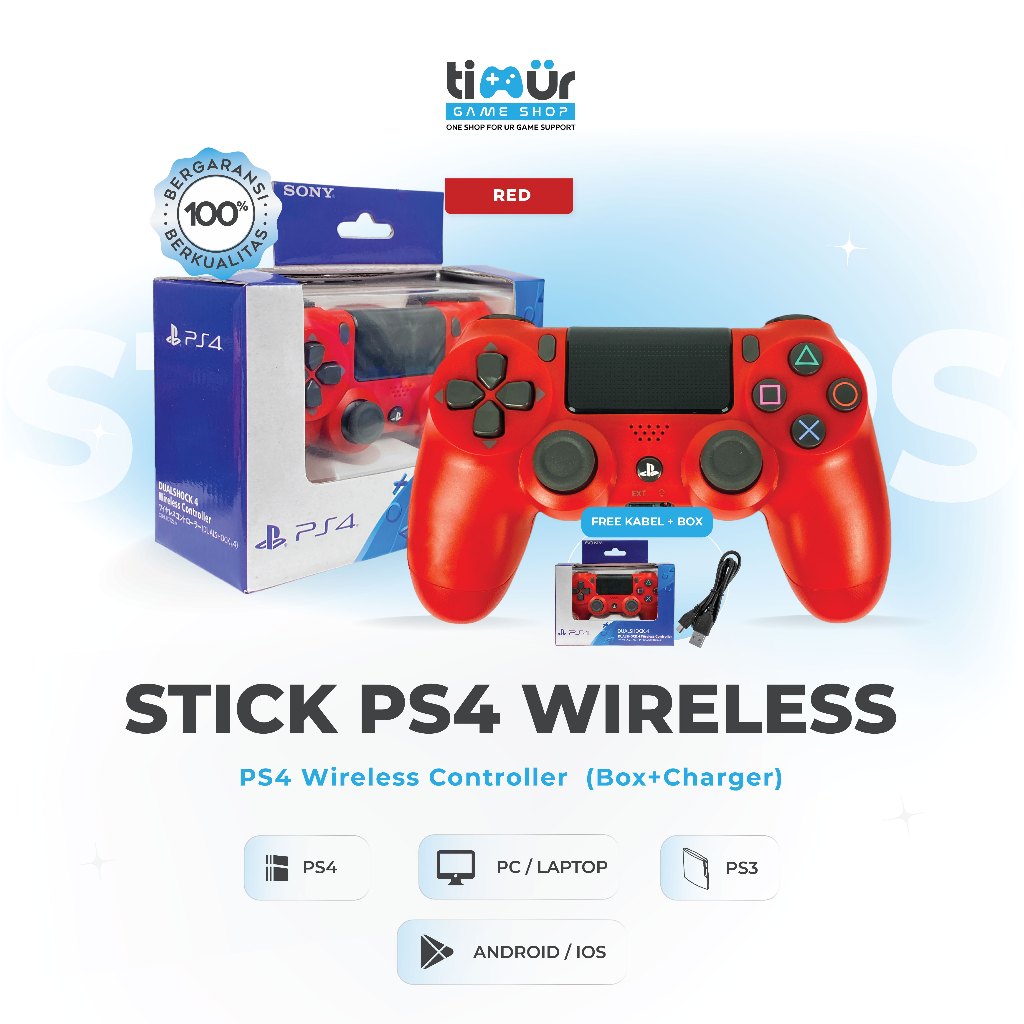 Jual Stik Stick PS4 Wireless Ori pabrik Merah | Shopee Indonesia