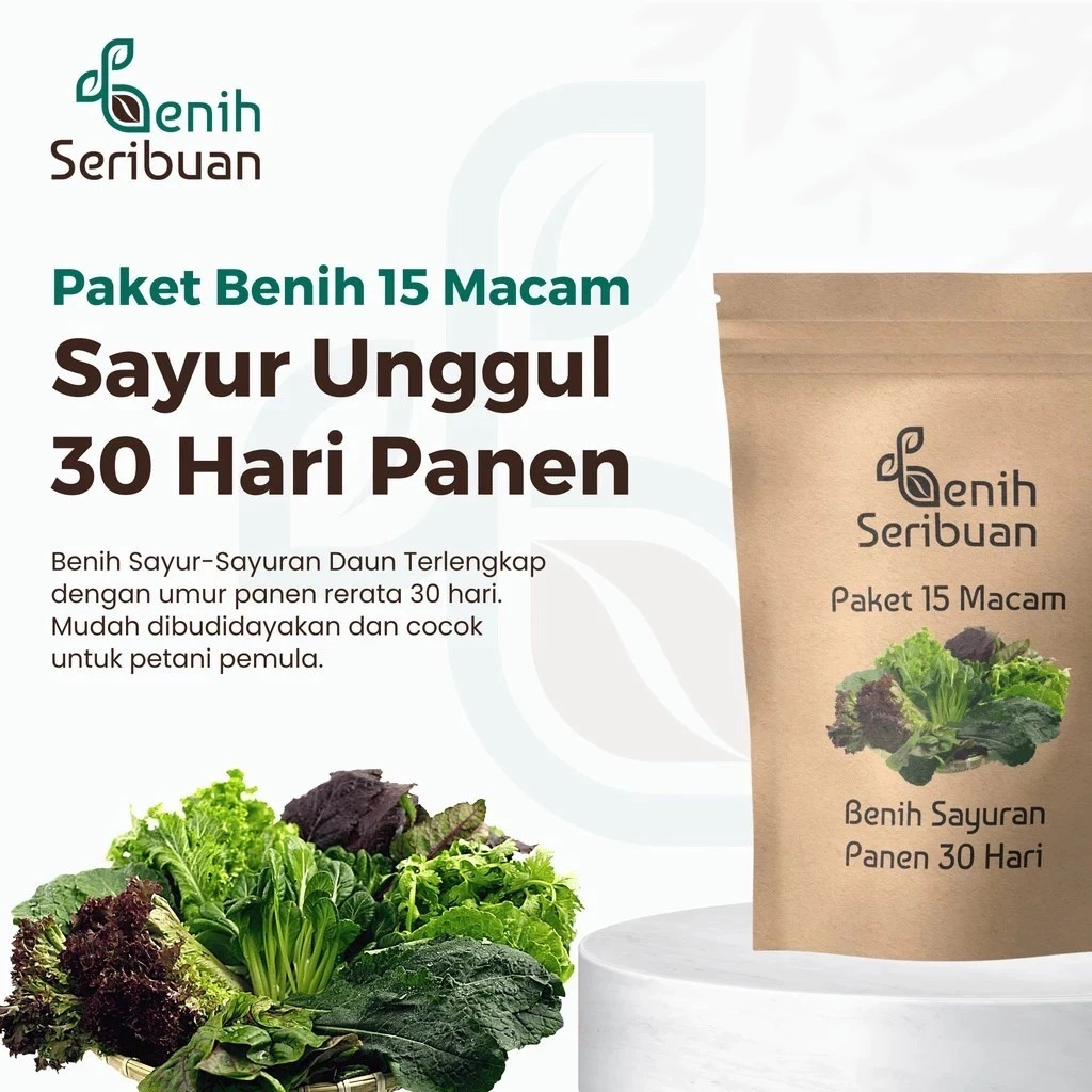 Bibit Sayuran Paket 15 Macam Benih Sayur Daun 30 Hari Panen Murah Kangkung Bayam Sawi Bawang dll