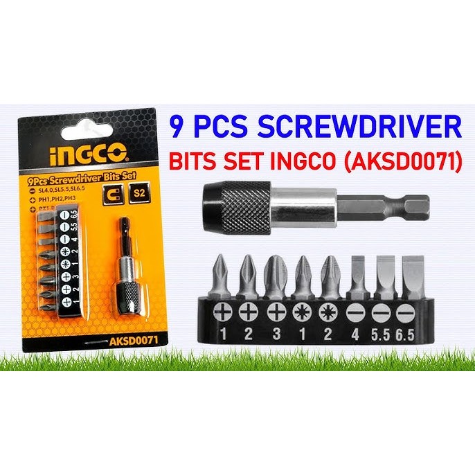 Jual Original Ingco Adapter Mata Bor Obeng Hex Screwdriver Bits Set 9 ...