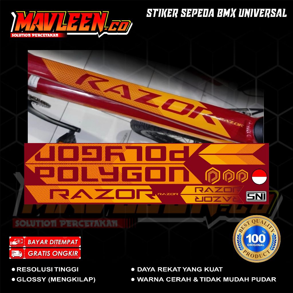 Jual (COD) stiker striping sepeda polygon razo BMX 18 20 decal glossy ...