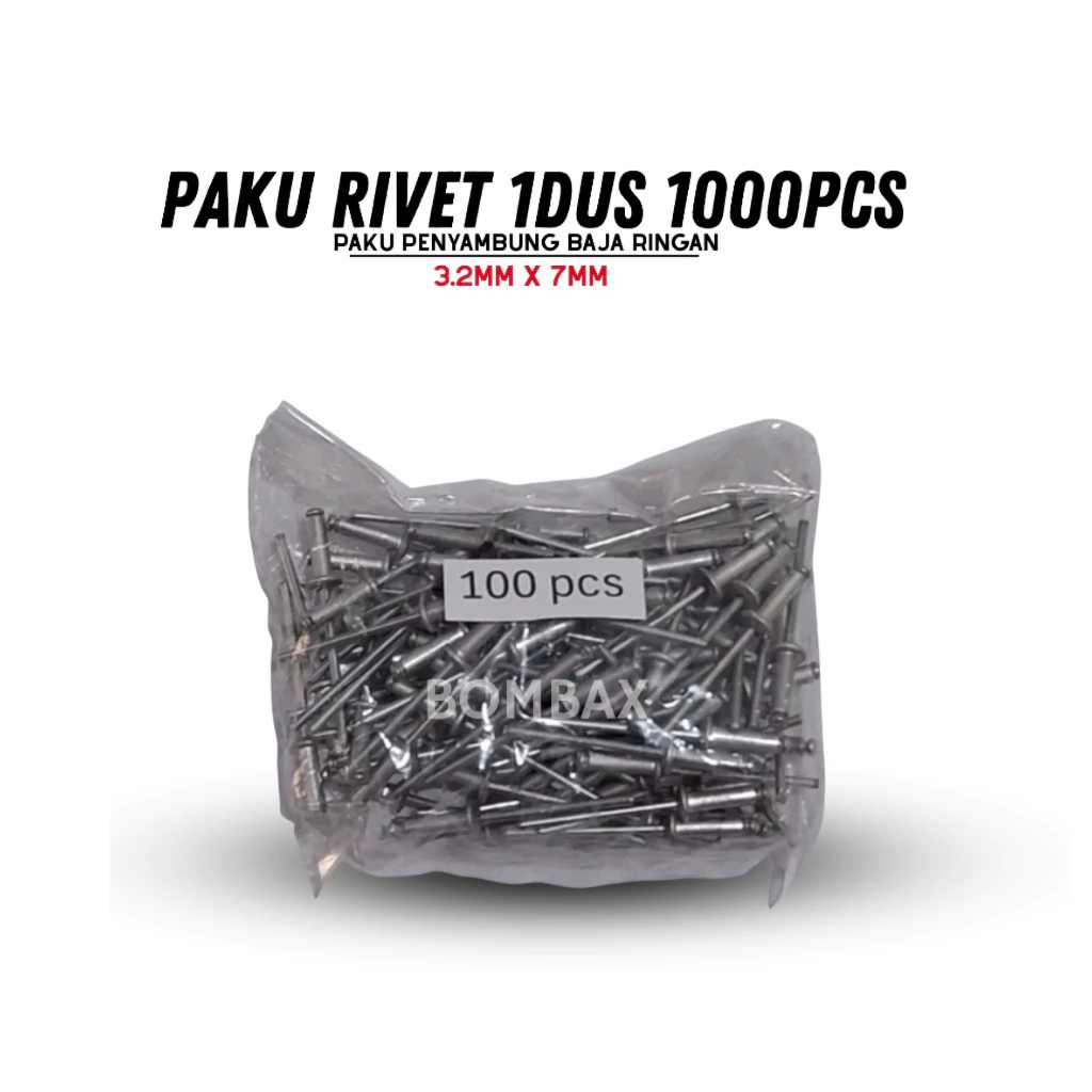Jual Paku Rivet Rivetti 435 Size 3.2mm x 9,5mm Isi 1000pcs Paku Rivet ...