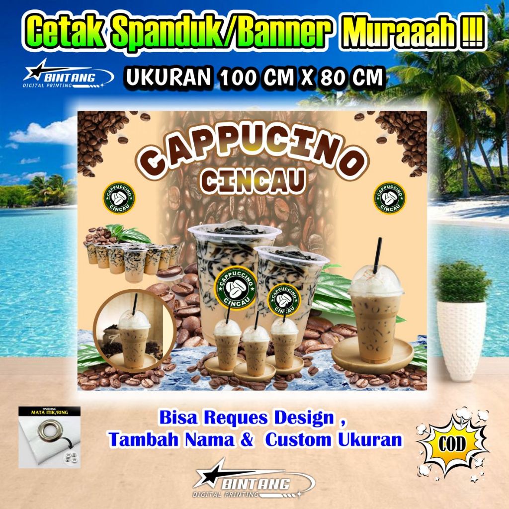 Jual Spanduk Banner Cappucino Cincau Ukuran 100 cm x 80 cm | Shopee ...