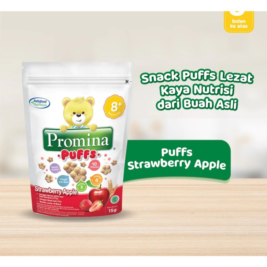 Jual PROMINA Puffs 8+ Varian Strawberry Apple 15 gr | Shopee Indonesia