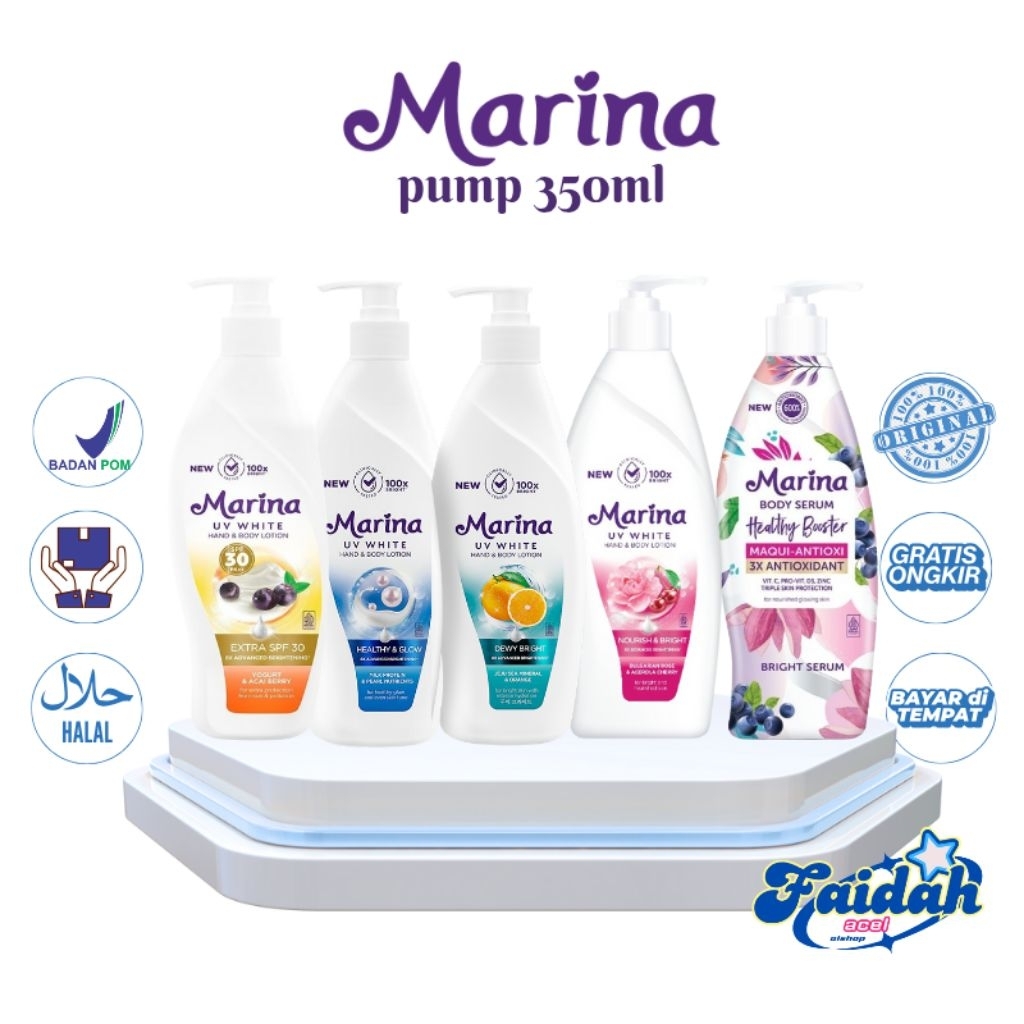 Jual kemasan puum MARINA UV WHITE HEALTY AND GLOW 350ML | Shopee Indonesia