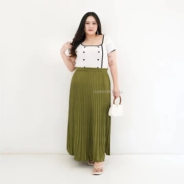 Rok Plisket Jumbo Wanita Dewasa Premium Qualiti