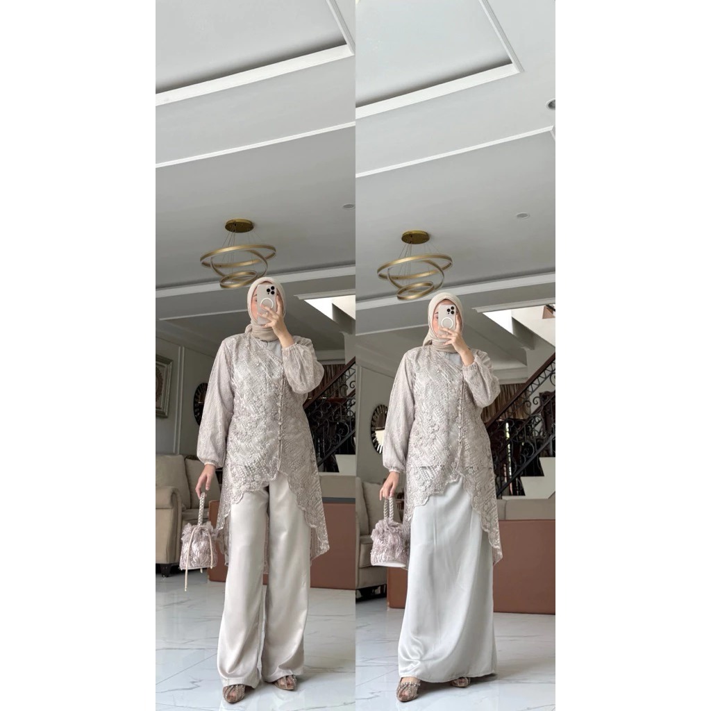 Jual HALWA SETELAN CELANA / ROK WANITA BRUKAT CHANTILY BUSUI WARNA TARO ...
