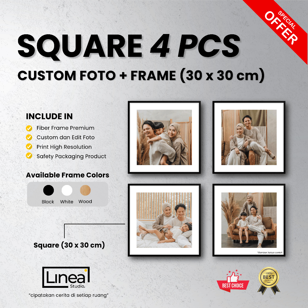 Jual Cetak Foto Bingkai Frame Custom Gambar Persegi 30x30cm | Shopee ...
