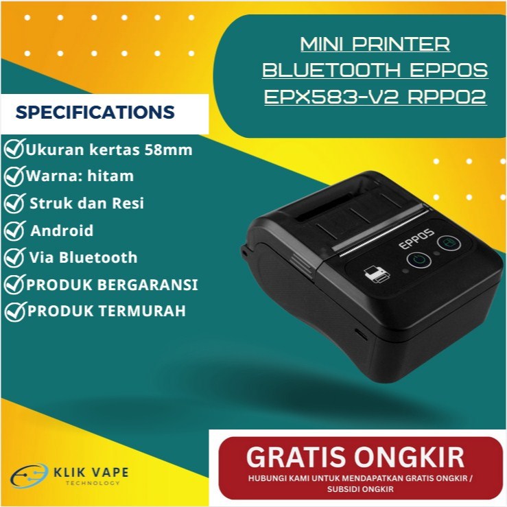 Jual TERMURAH Printer Resi Bluetooth 58mm Thermal EPPOS EPX583 V2 RPP02 ...