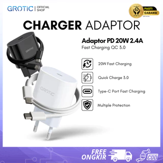 GROTIC Charger Adaptor PD 20W 2.4A Kepala Charger Fast Charging QC3.0 Type-C Lightning