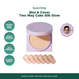 NEW Silk Glow Luxcrime Blur & Cover Two Way Cake - Bedak Foundation Padat High Coverage Untuk Kulit Halus Tanpa Pori Bebas Minyak Tahan 24 Jam