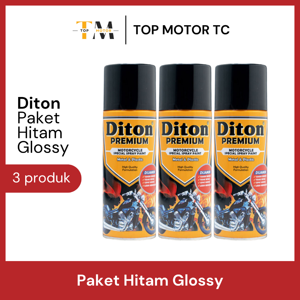 Jual [PAKET] Cat Semprot Diton Premium Hitam Black Glossy (Epoxy ...