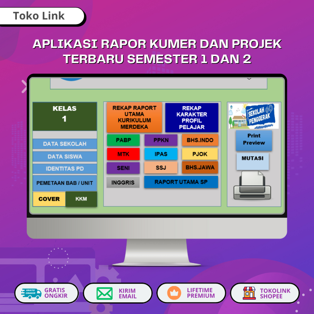 Jual APLIKASI RAPOR SD LENGKAP TERBARU 2025 EXCEL OTOMATIS | Shopee ...