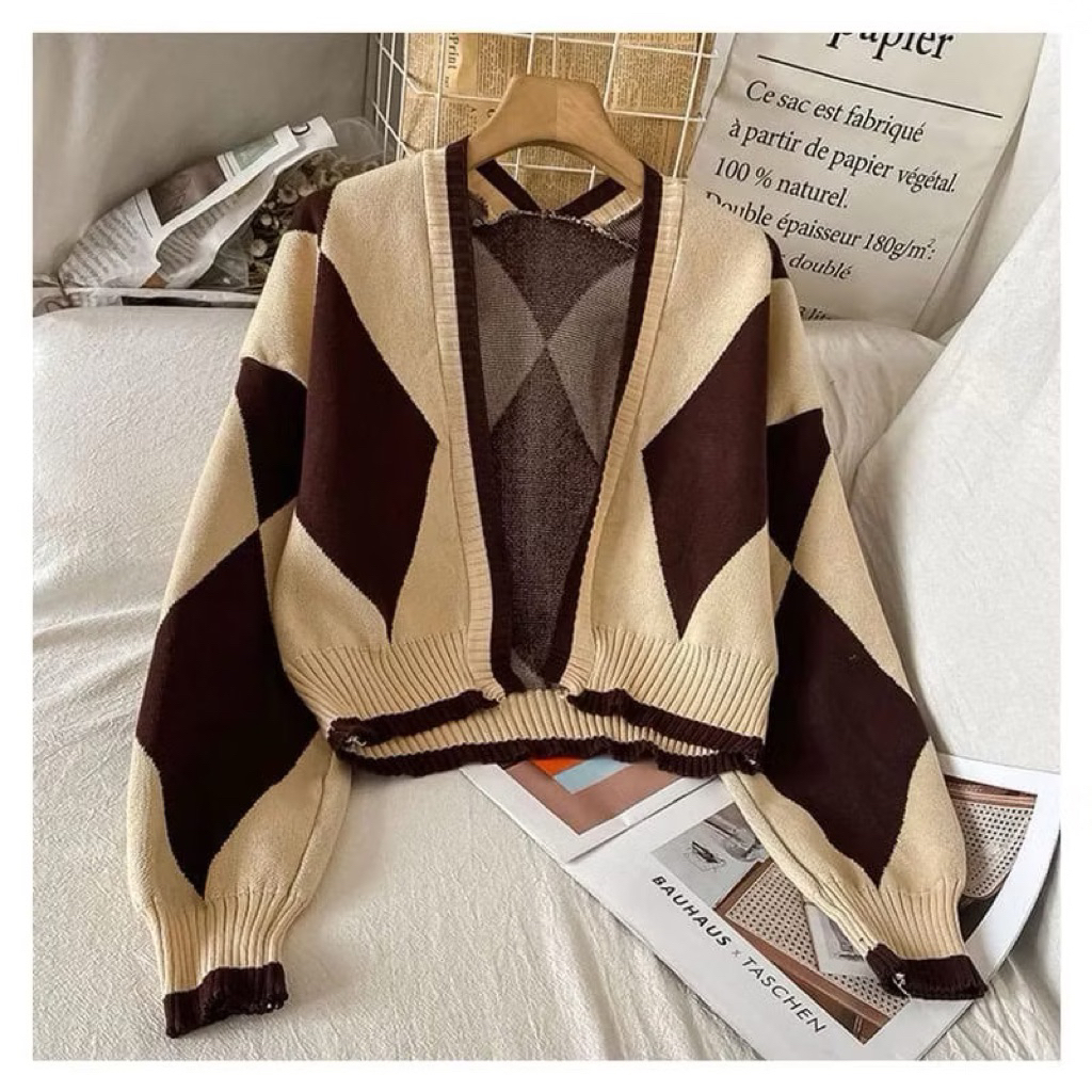 Jual Cardigan Rajut Wanita Korean Style Devita - Outer Rajut Lengan ...