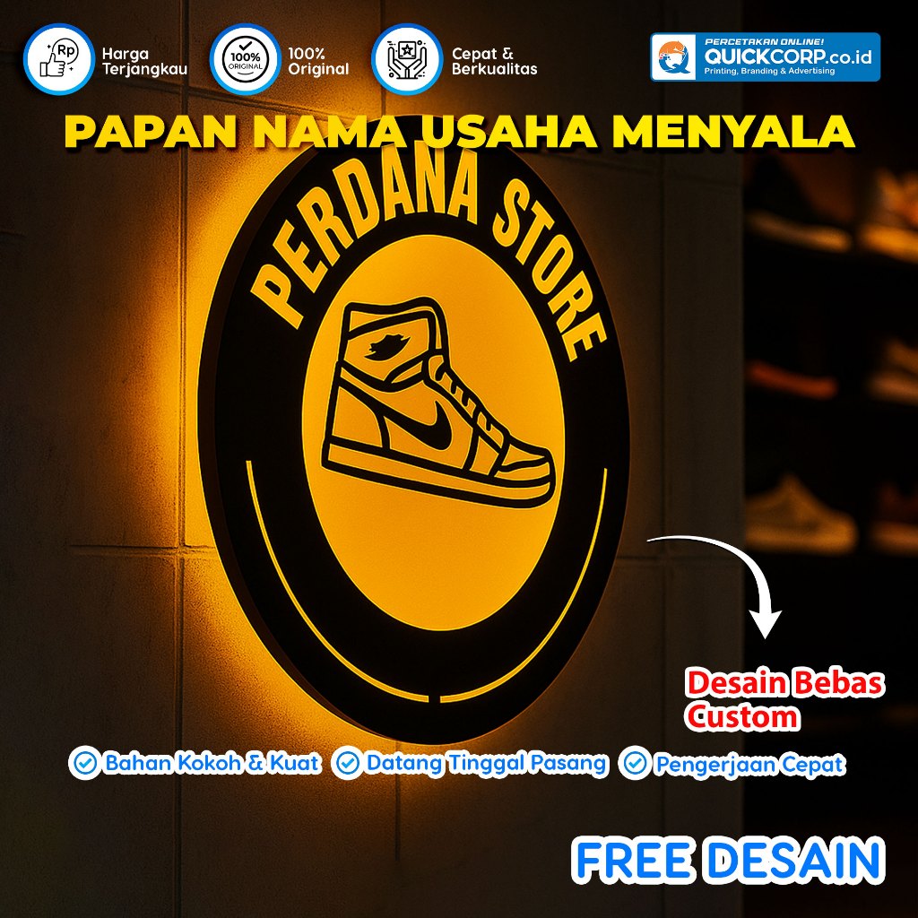Jual Papan Nama Usaha Menyala Full Akrilik, Neon Sign Papan Nama Bisnis ...