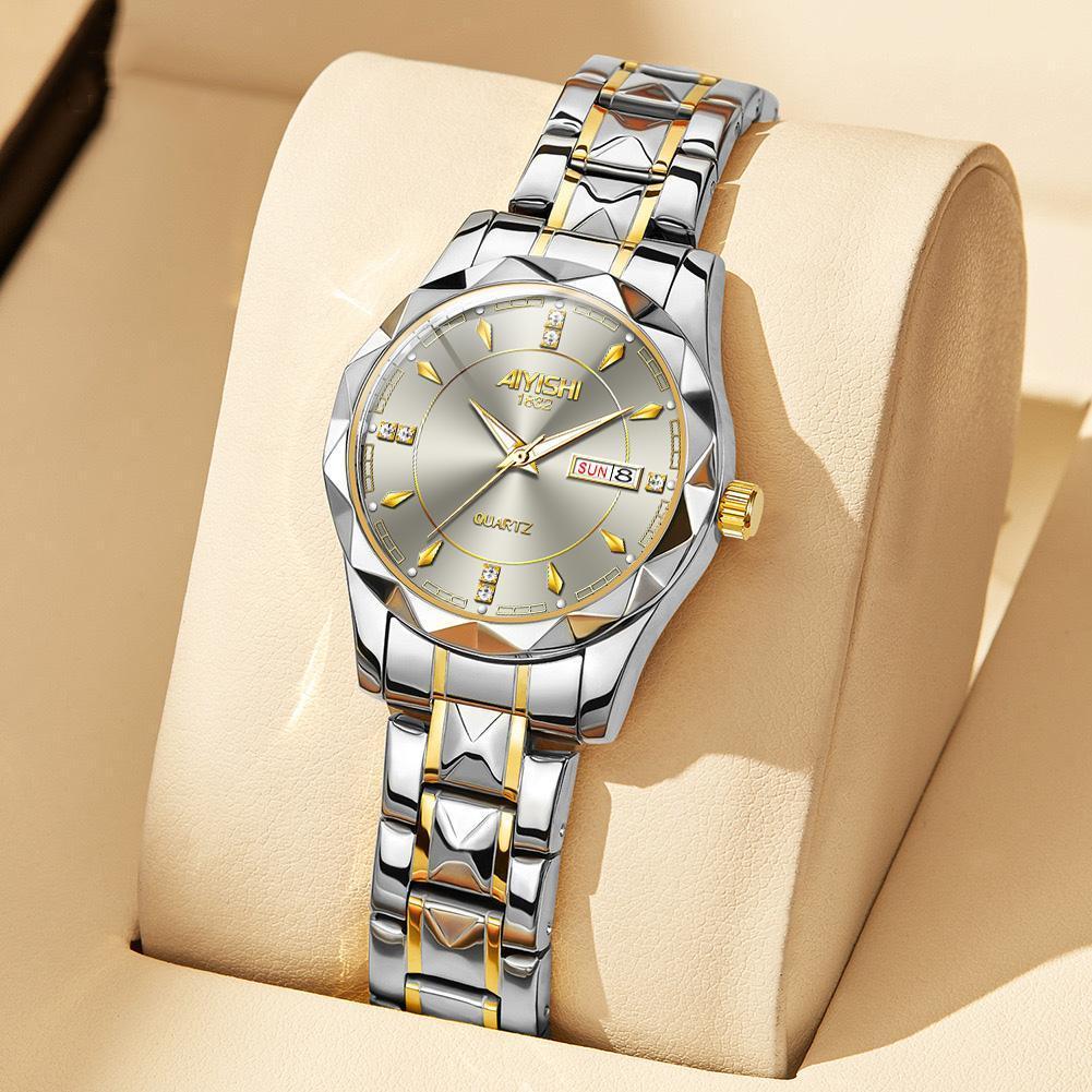 AIYISHI Women's Automatic Quartz Alloy Watch, 30m Water-Resistant,  Luminous, Dual Calendar Display, Genuine Ladies watch, Luxury Gift watch  women