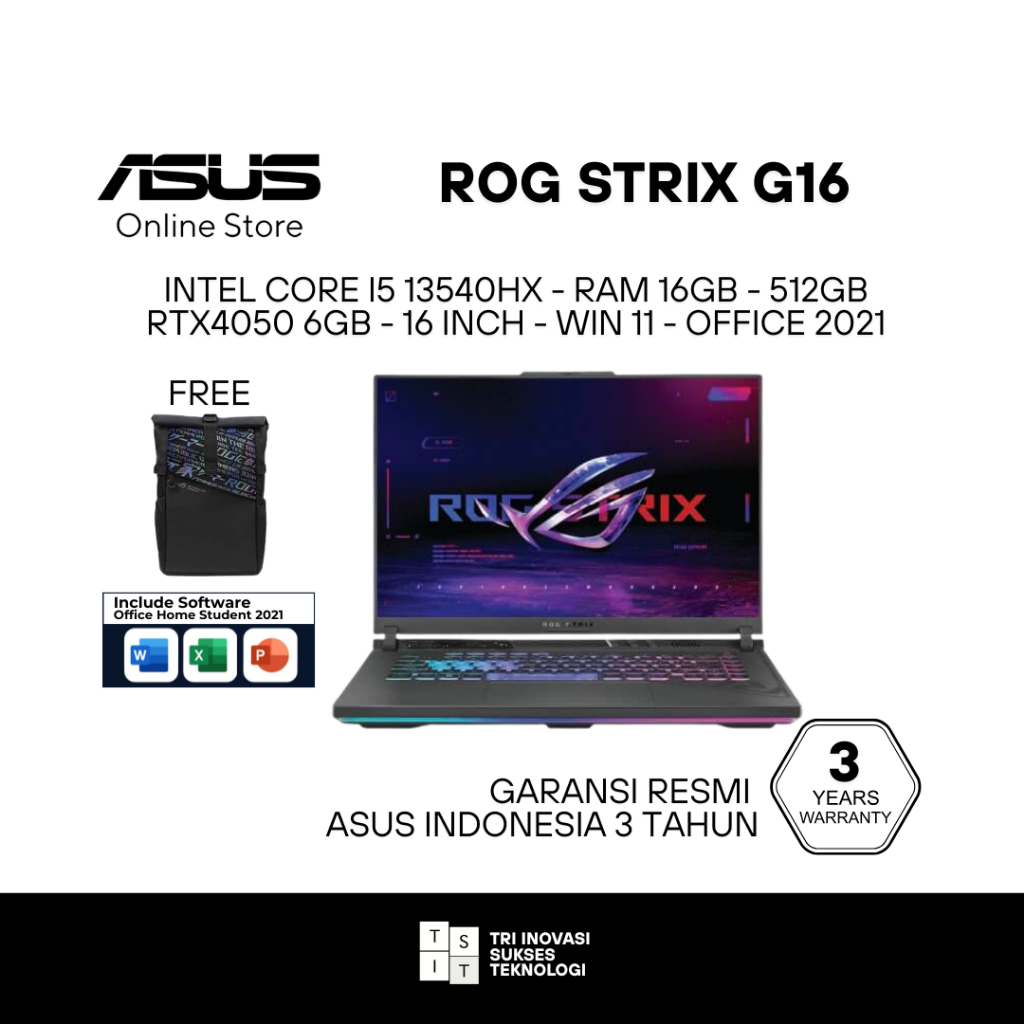 Jual ASUS ROG Strix G16 G614JU Intel Core i5-13450HX Ram 16GB RTX4050 ...