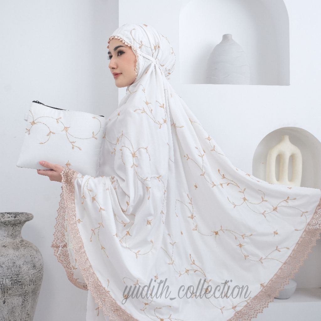 YUDITH - Mukena Dewasa Katun Mewah Bordir Bunga Teratai