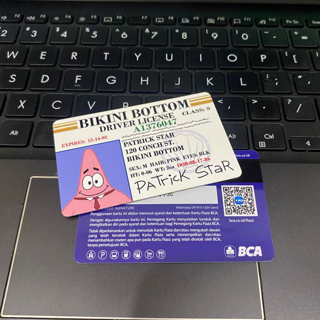 Jual PATRICK STAR Driver License SIM Spongebob Custom Doff eMoney Flazz ...