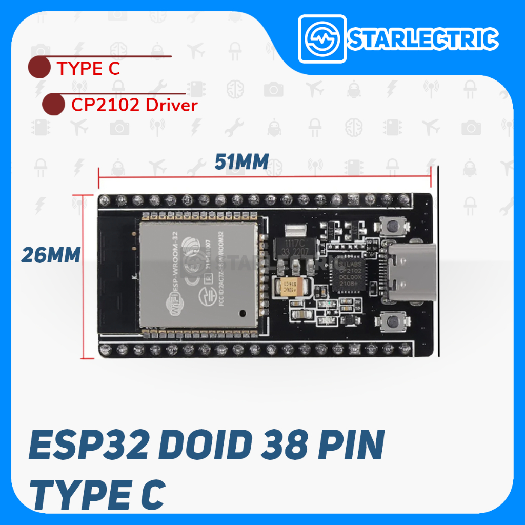 Jual ESP32 DOID 38 PIN 38P ESP 32 V1.0 CP2102 Bluetooth Wifi Module IOT ...