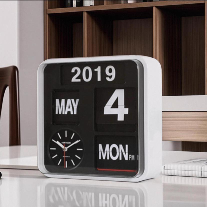 Jual FARTECH Auto Calendar Flip Clock Jam Dinding Kalender Otomatis ...