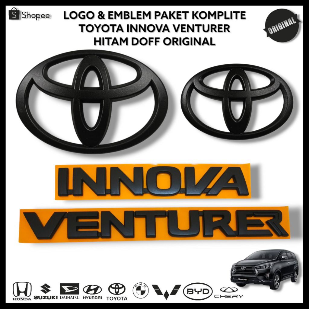 Jual Logo & Emblem Paket Komplit INNOVA VENTURER Hitam Doff Original ...