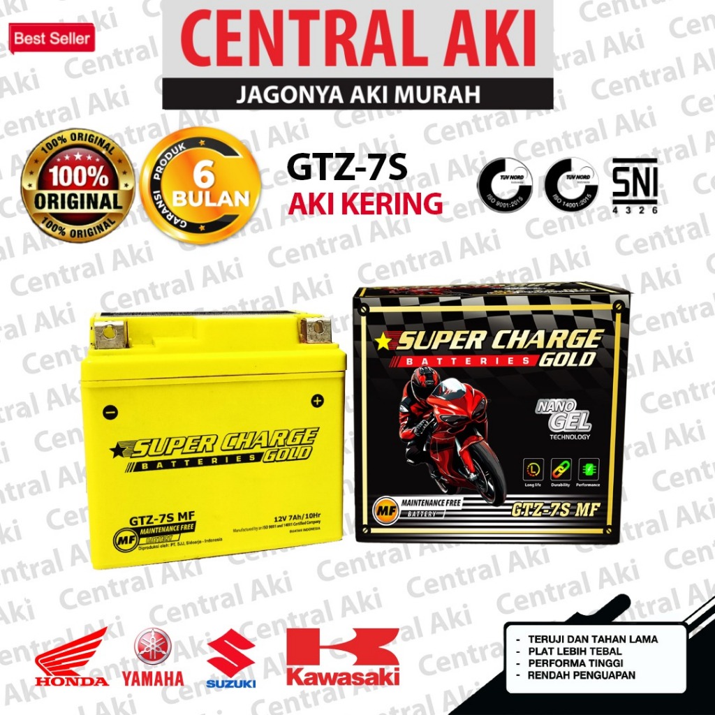 Jual Aki Gel SUPERCHARGE GOLD GTZ7S 7AH Motor Made in Indonesia Vario ...