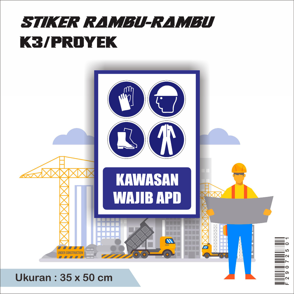 Jual Sticker Stiker Warning Rambu-Rambu Proyek K3 Keselamatan Kerja ...