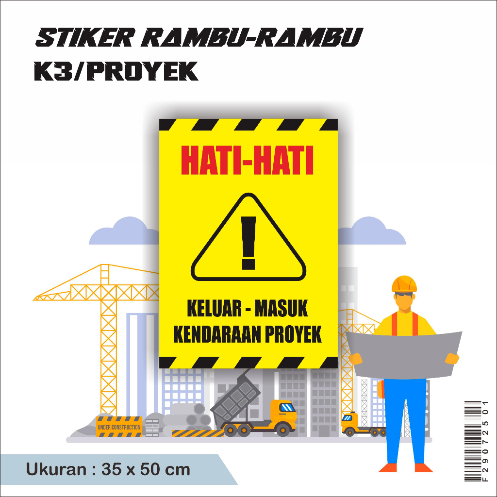 Jual Sticker Stiker Warning Rambu-Rambu Proyek K3 Keselamatan Kerja ...