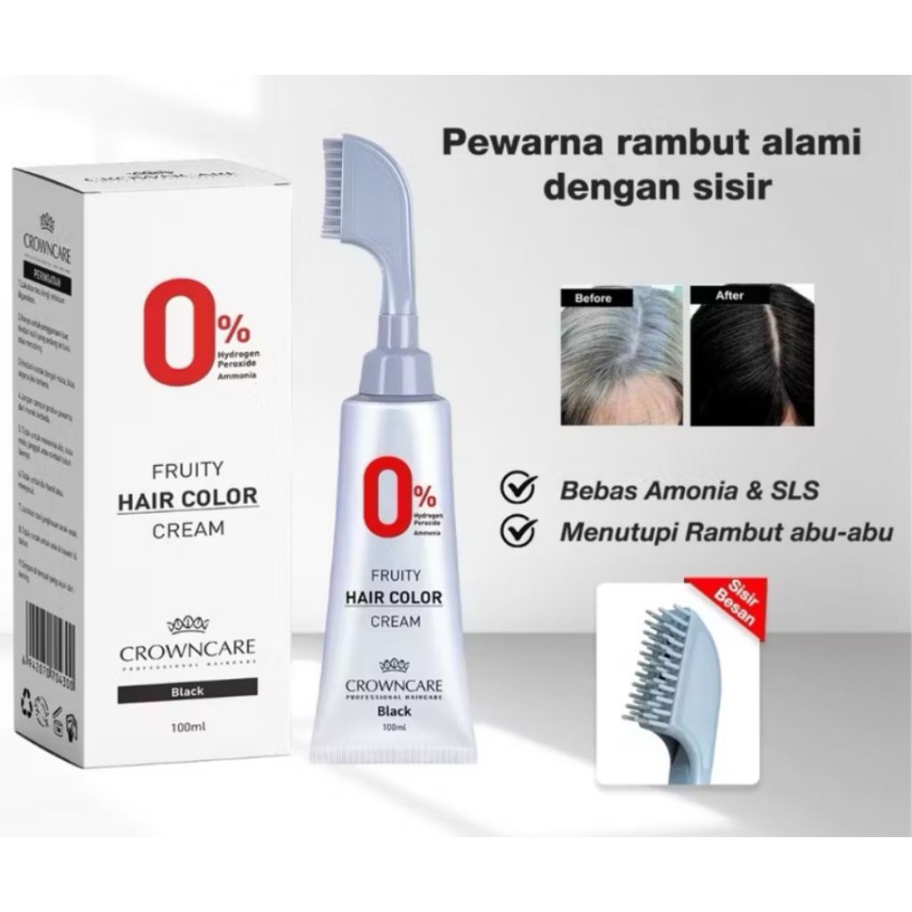 Jual Crowncare Hair Coloring Cream / Penghitam Rambut Uban / Cat Rambut ...