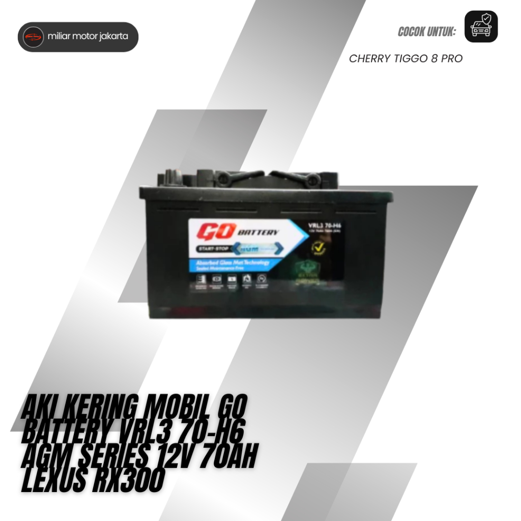 Jual Aki Kering Mobil Go Battery VRL3 70-H6 AGM Series 12V 70Ah Lexus ...