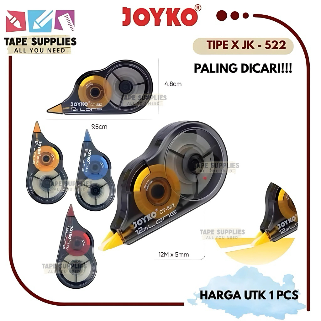 Jual Correction Tape / Tipex roll / Pita Koreksi Joyko CT-522 | Shopee ...