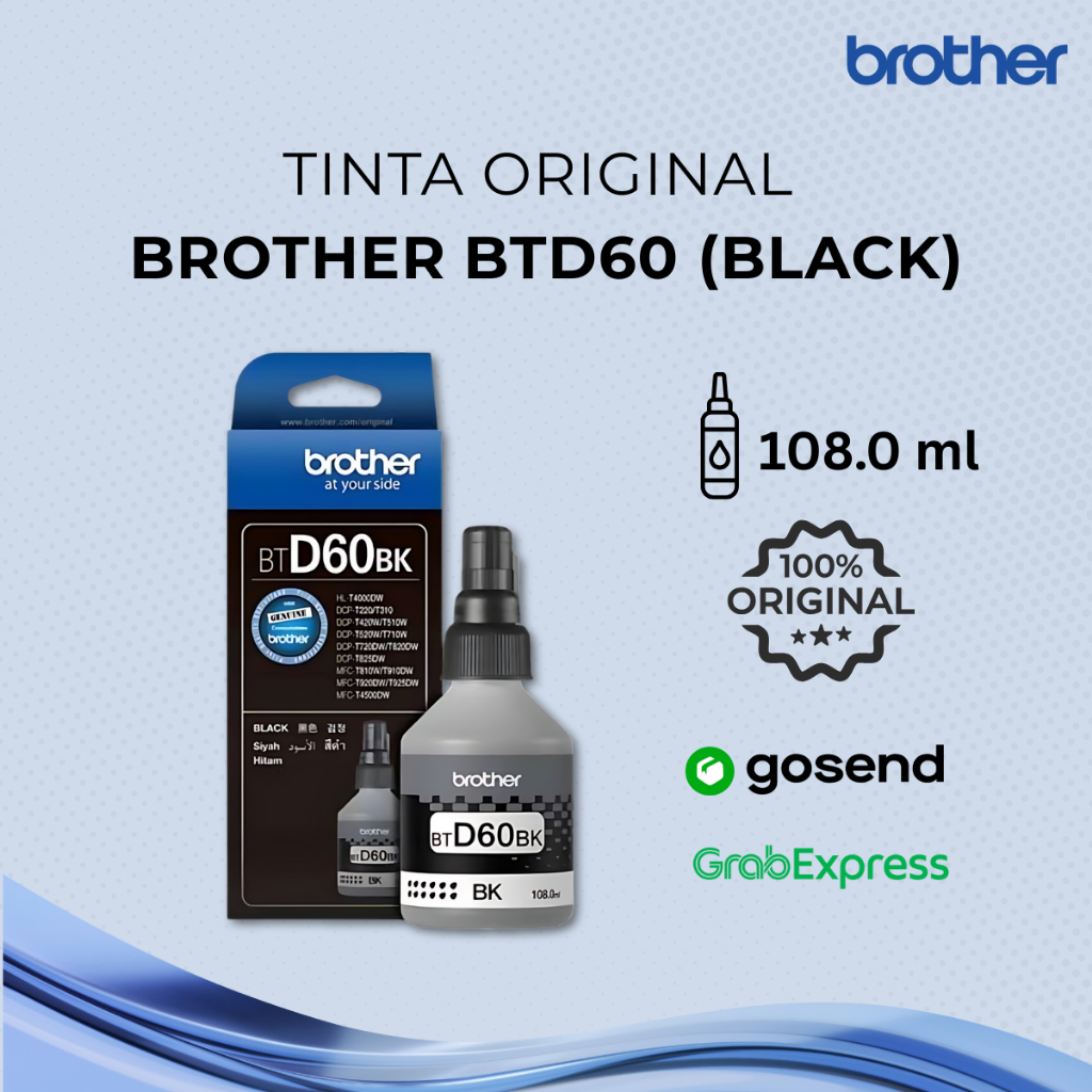 Jual TINTA BROTHER BT-D60 BLACK/HITAM ORIGINAL | Shopee Indonesia