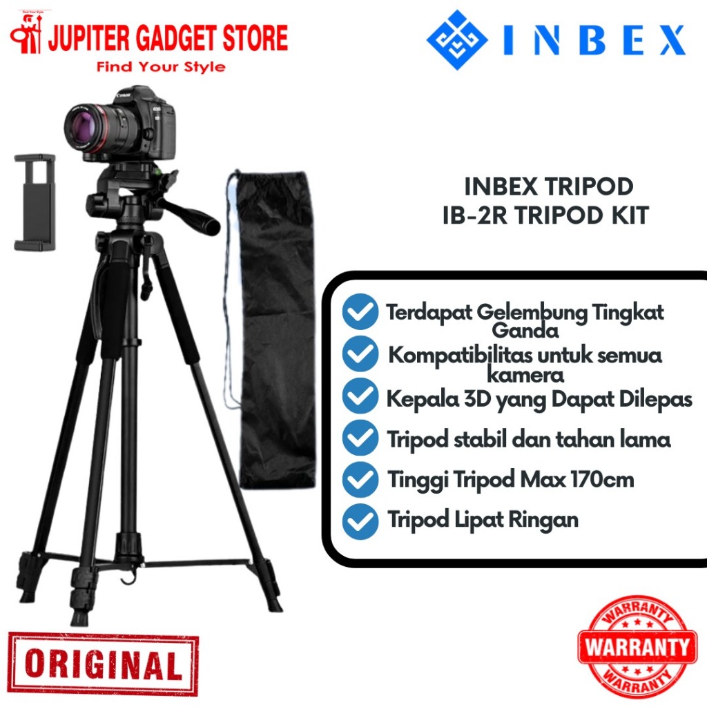 Jual INBEX IB-2R 170CM Tripod Kamera Hp Bluetooth Remote Tripot HP ...