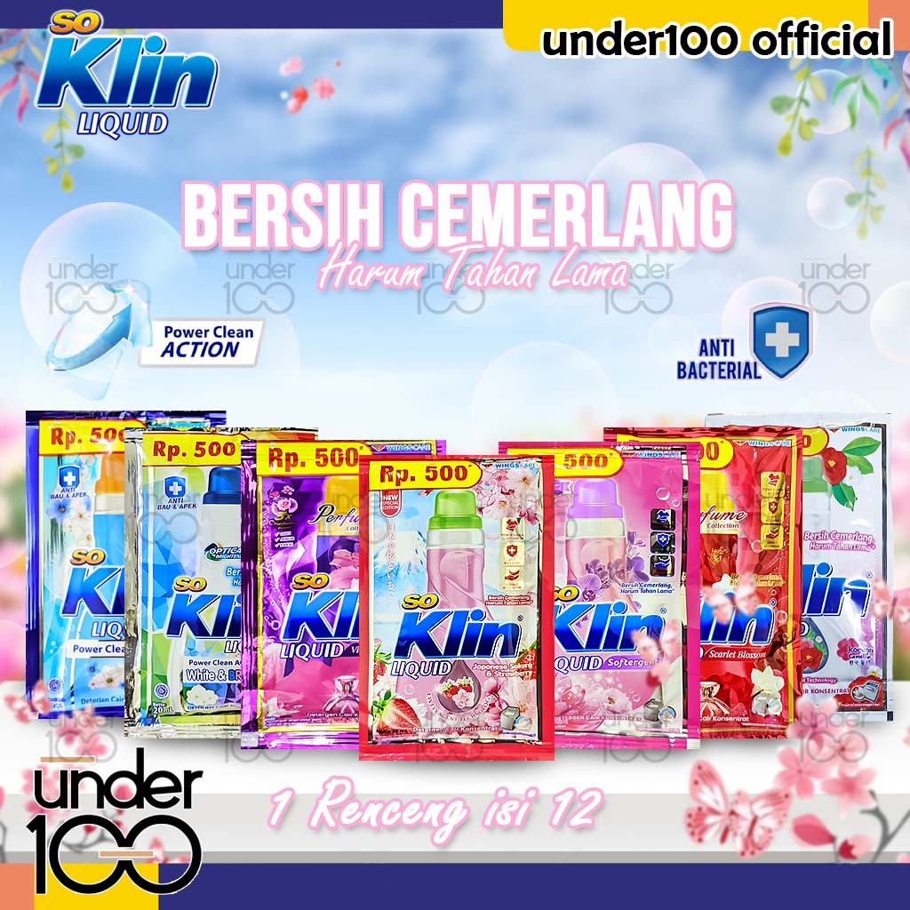 Jual UNDER100 1 RENTENG 12 SACHET So Klin Liquid Softergent Liquid 20ml ...
