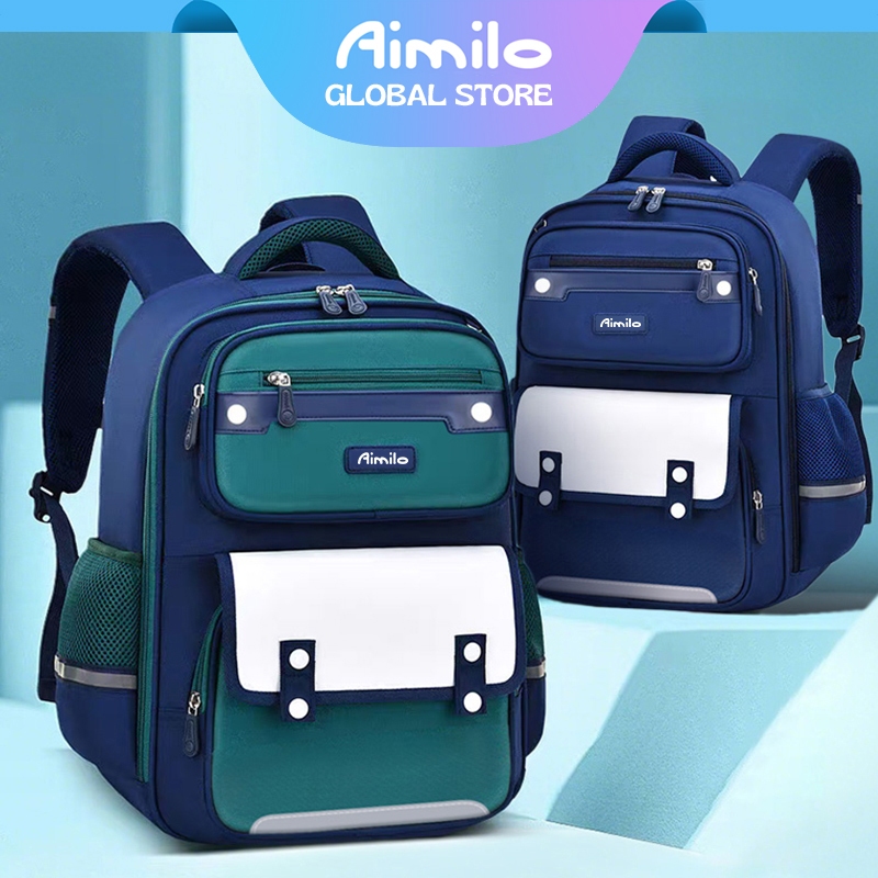 Aimilo Tas Ransel Sekolah Laki Laki Gaya Inggris Tas Ransel SD Tas Ransel Anak
