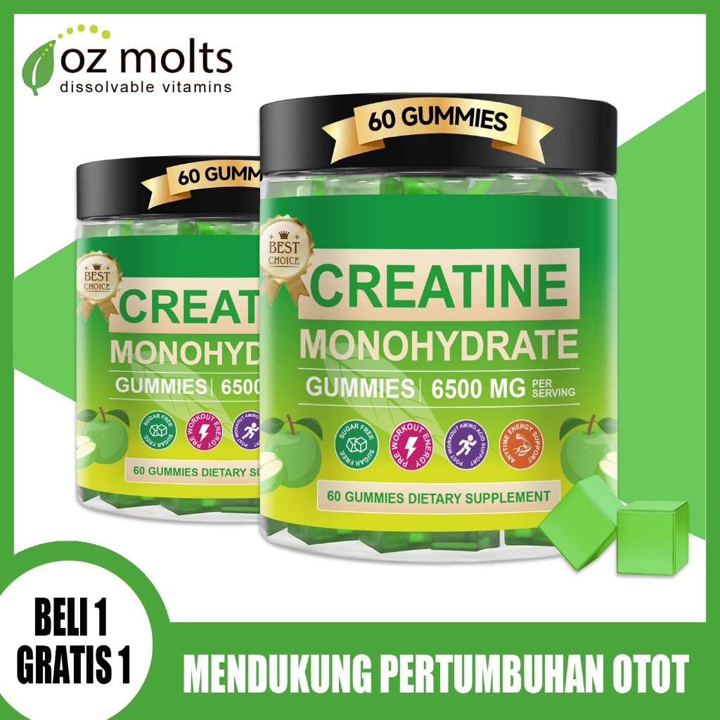 Jual Ozmolts Creatine Gummies Supports Muscle Function & Energy ...