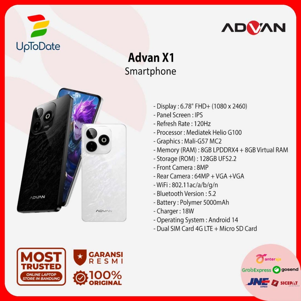 Jual Advan X1 Smartphone Mediatek Helio G100 8GB+8GB/128GB High Refresh ...