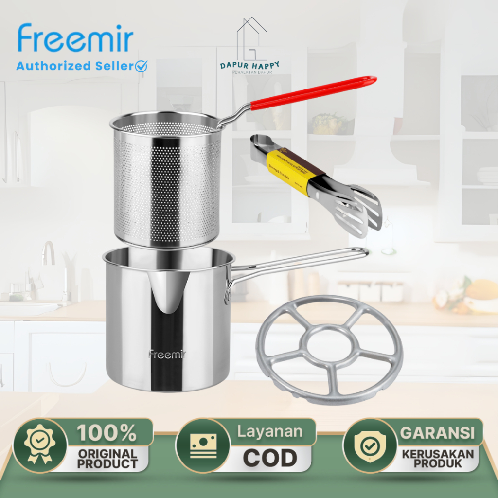Jual freemir Deep Fryer Anti Karat 13cm Stainless Steel Mini Fryer 4in1 ...