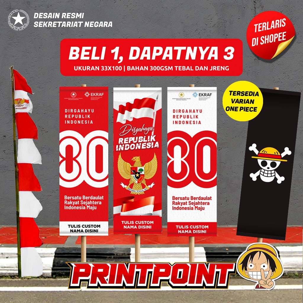 Jual BANNER SPANDUK UMBUL UMBUL HUT RI AGUSTUSAN DIRGAHAYU INDONESIA KE