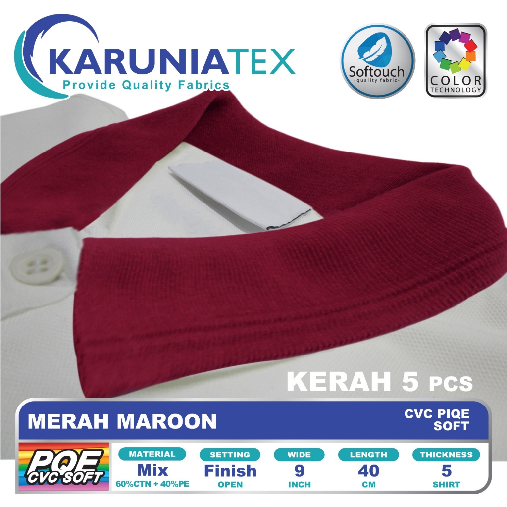 Jual Kerah dan Manset Kaos Poloshirts CVC | Merah Maroon | Karunia ...